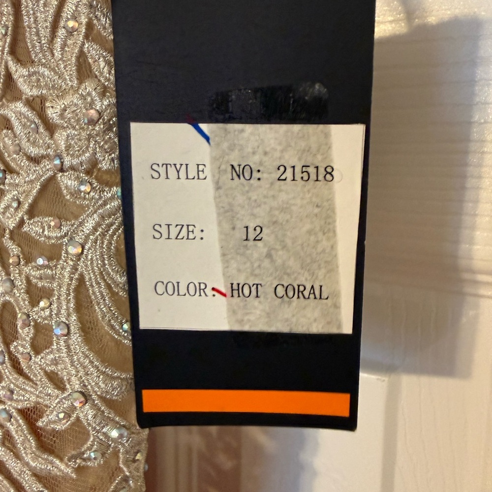 Red Maxi Evening Dress with Cream Lace Accents - Picture 3 of 5